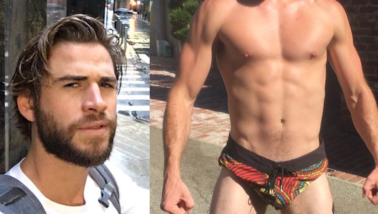 Liam Hemsworth luciendo musculitos