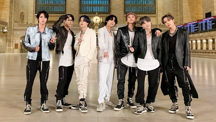 BTS tras su actuación en la Grand Central Terminal de Nueva York para el programa estadounidense 'The Tonight Show' de Jimmy Fallon | Fuente: Twitter @bts_bighit