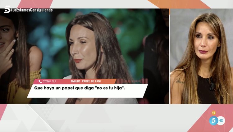 Fani se sorprendió por los mensajes de su padre en televisión | Foto: Telecinco.es