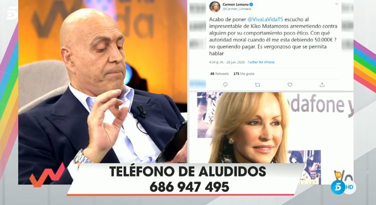 Kiko Matamoros responde al tuit de Carmen Lomana