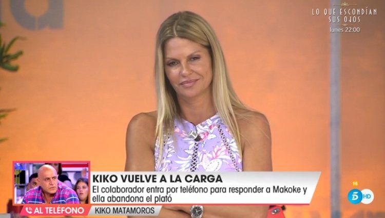 Makoke fuera de plató escuchando a Kiko Matamoros / Telecinco.es