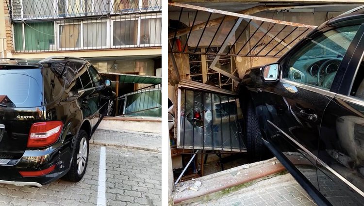 El cochede María Lapiedra acabó dentro de una casa particular | Fotos: Telecinco.es