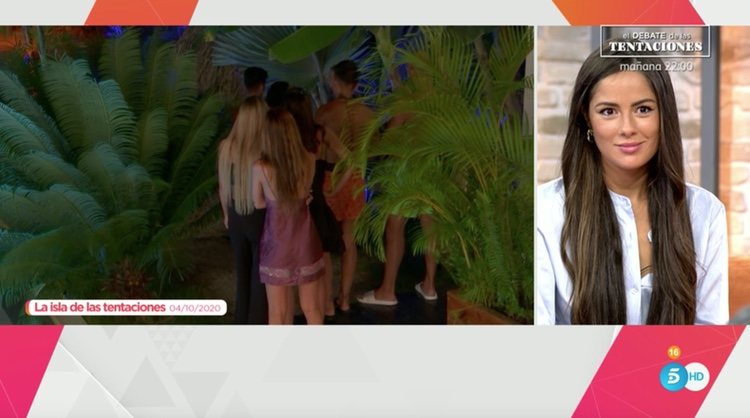 Melyssa Pinto viendo algunas imágenes de su paso por 'La isla de las tentaciones 2'/ Foto: telecinco.es