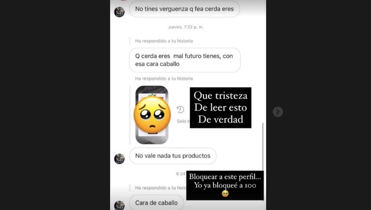 Uno de los pantallazos de los insultos | Instagram