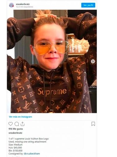 Cruz Beckham y la sudadera que ha intentado vender/Foto:Instagram