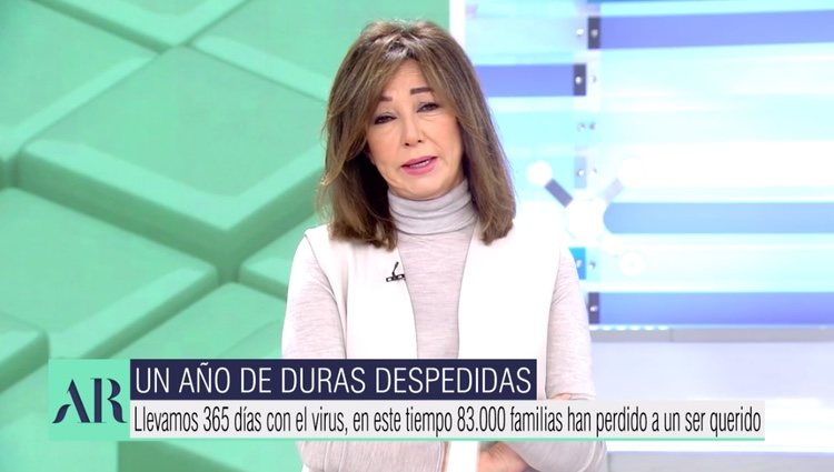 Ana Rosa Quintana muy seria habla sobre su amiga Chelo /Foto:telecinco.es