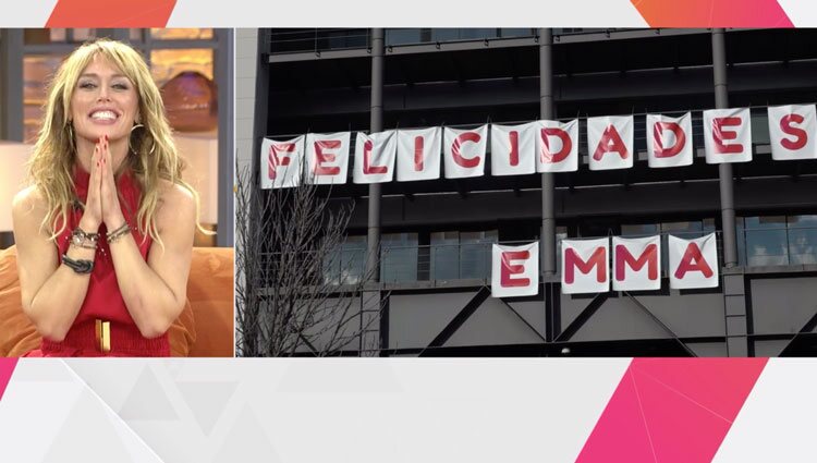 Emma García se emociona con la sorpresa por su cumpleaños