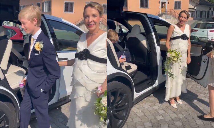 Tessy de Luxemburgo en su boda con su hijo Noah