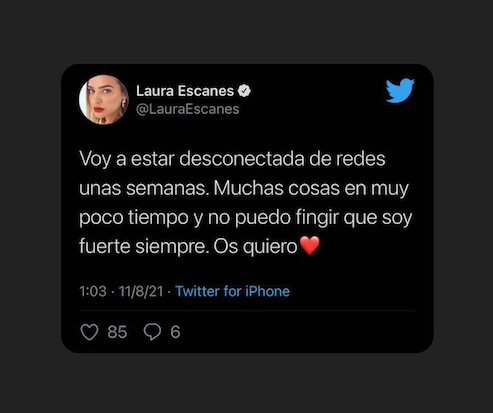 El mensaje de despedida de Laura Escanes/ Foto: Twitter