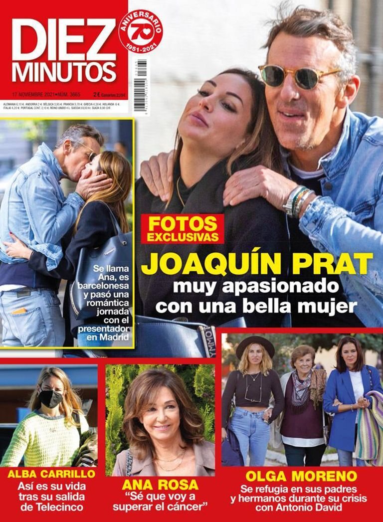 Joaquín Prat besándose con una chica en la portada de Diez Minutos