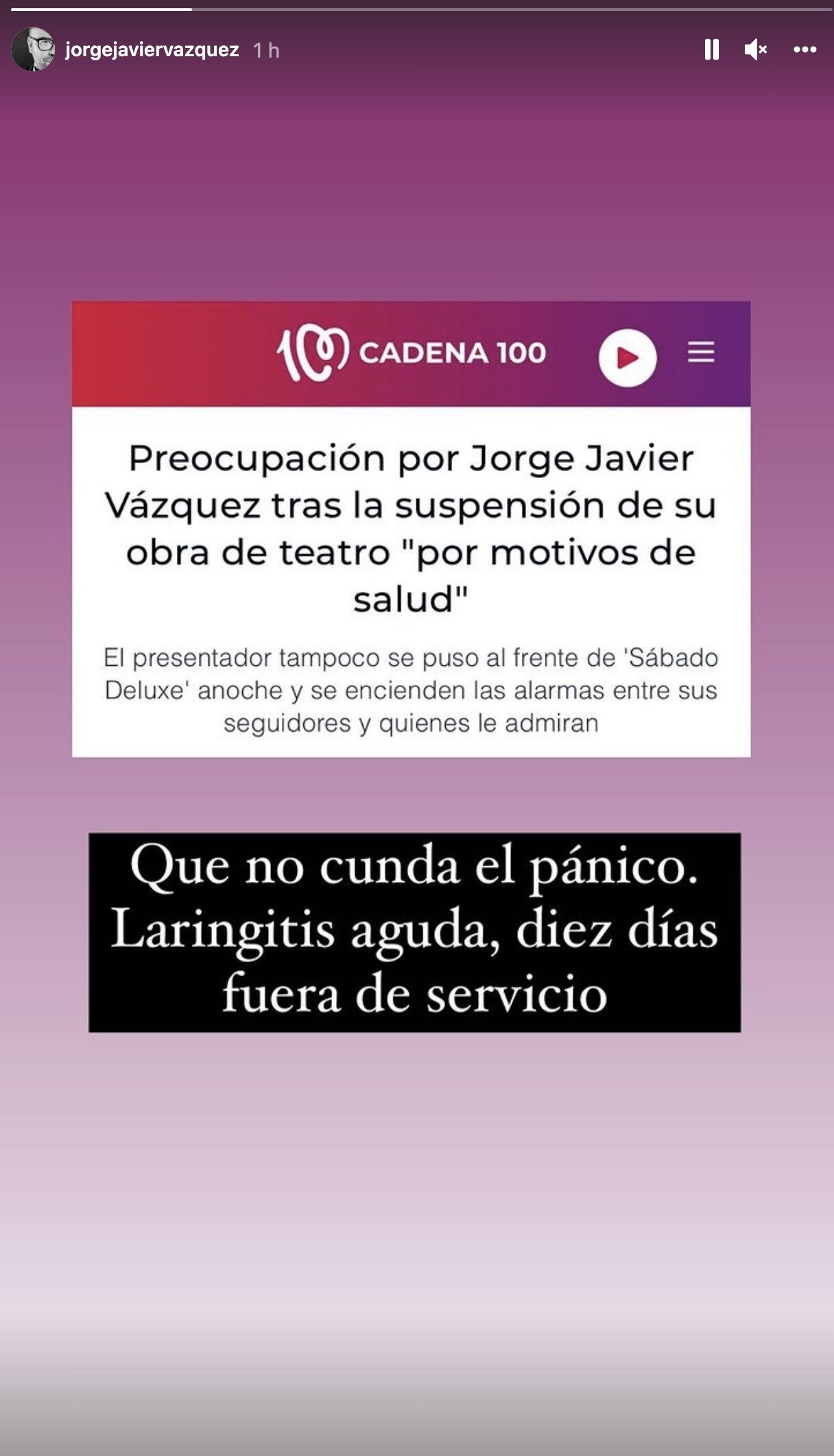 El mensaje de Jorge Javier Vázquez | Instagram