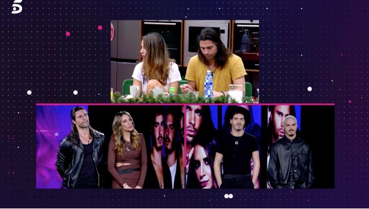 Cristina Porta, Luca Onestini y Gemeliers en 'La sala de la verdad' / Foto: Telecinco.es