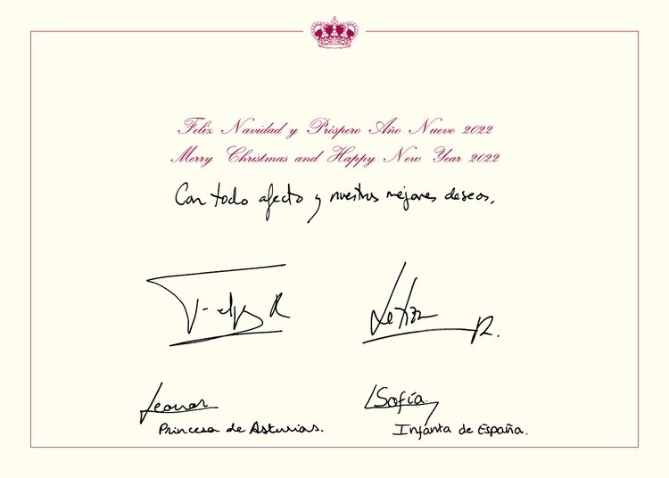 Felicitación navideña de los Reyes y sus hijas