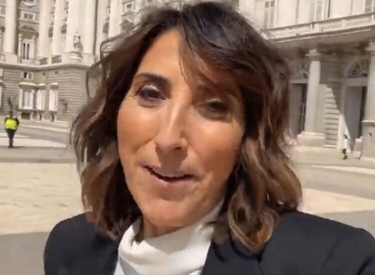 Paz Padilla en la Plaza de la Armería tras el almuerzo con los Reyes Felipe y Letizia