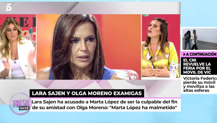 Lara Sajen habla de Olga Moreno en 'Ya son las ocho' / Foto: Telecinco.es