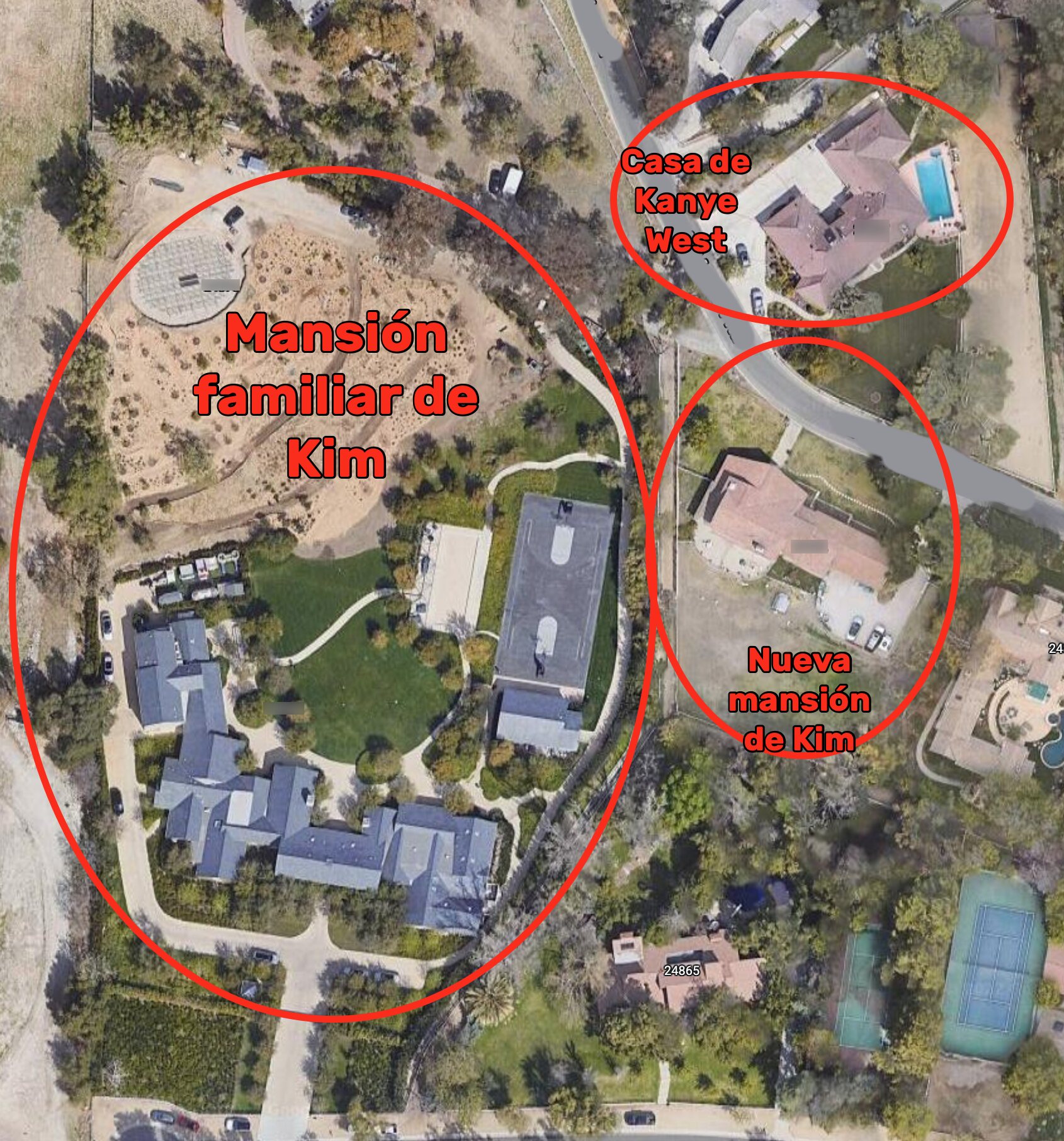 Las propiedades de los Kardashian-West | Foto: Google Maps