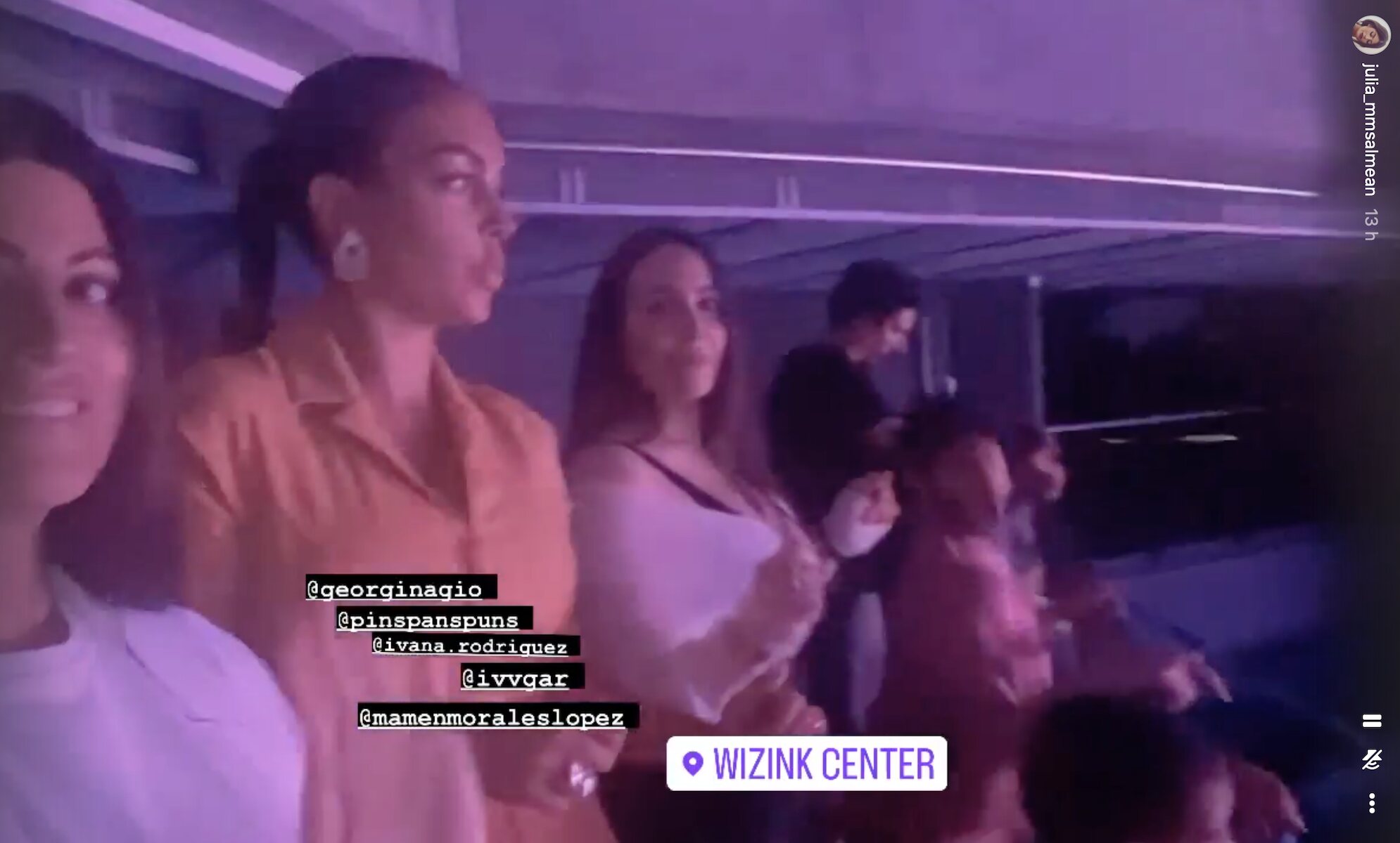 Georgina Rodríguez disfrutando del concierto de Rosalía con sus amigas/ Foto: Instagram