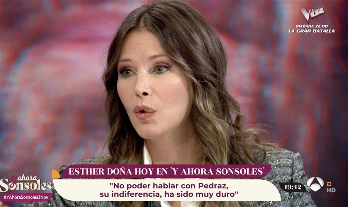 Esther Doña hablando de su ruptura en el plató de 'Y ahora Sonsoles'