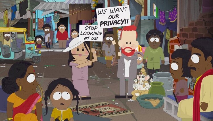 Fotograma de 'The WorldWide Tour', capítulo que parodia a los Duques de Sussex | Foto: 'South Park'