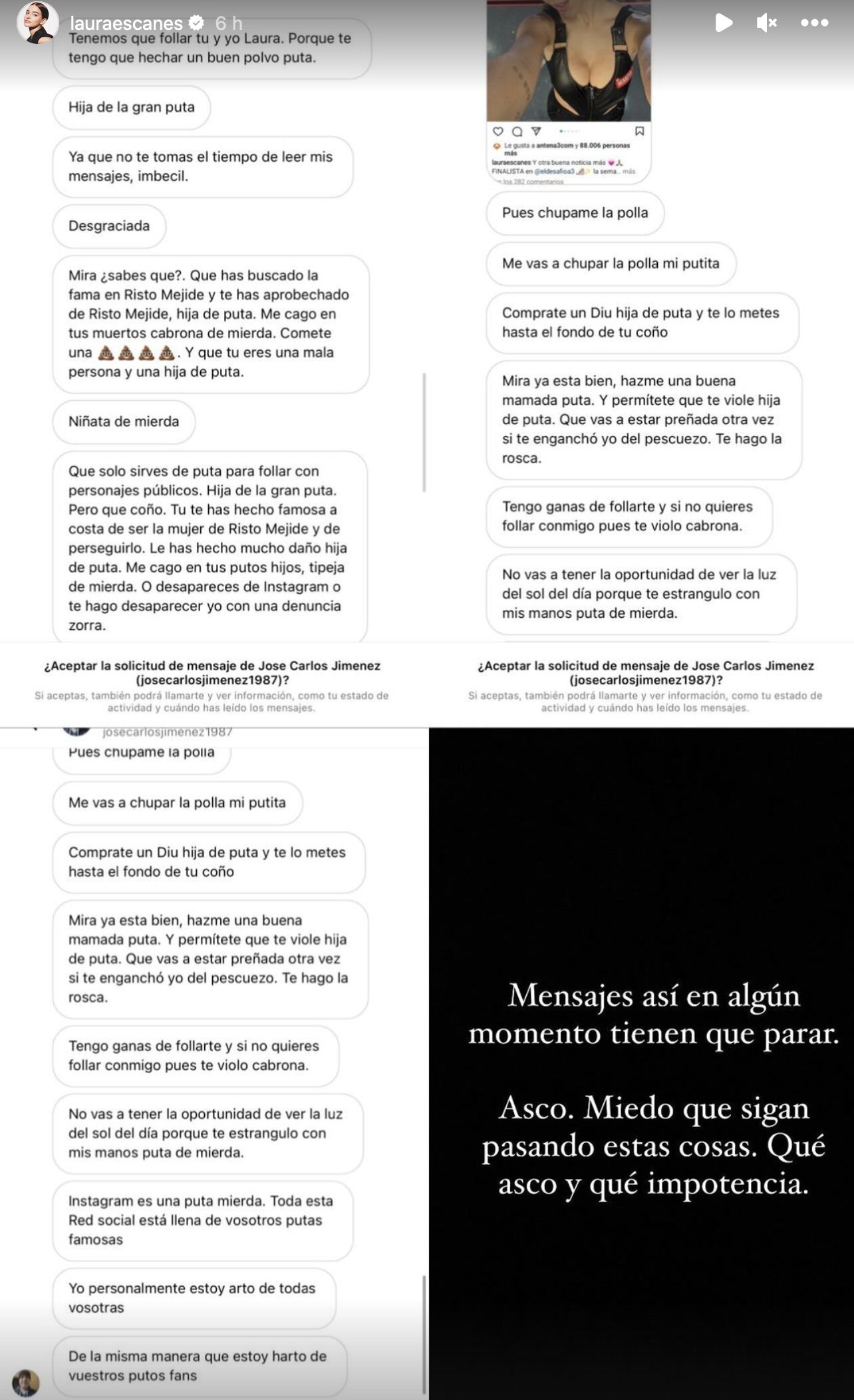 Las amenazas e insultos que Laura Escanes ha recibido a través de las redes sociales/ Foto: Instagram