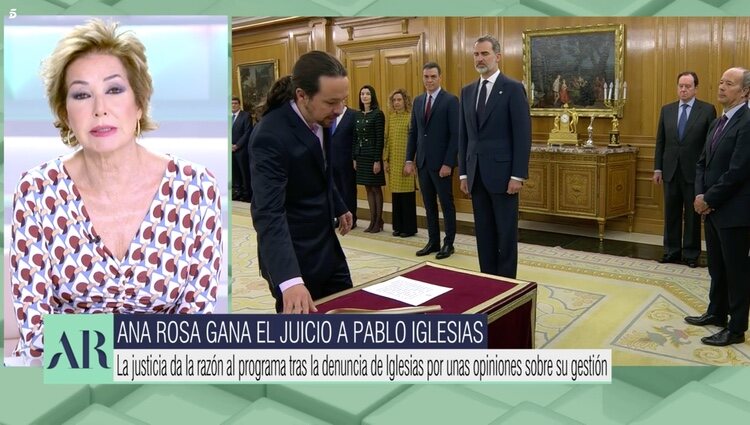 Ana Rosa Quintana gana la demanda interpuesta por Pablo Iglesias | Foto: Telecinco