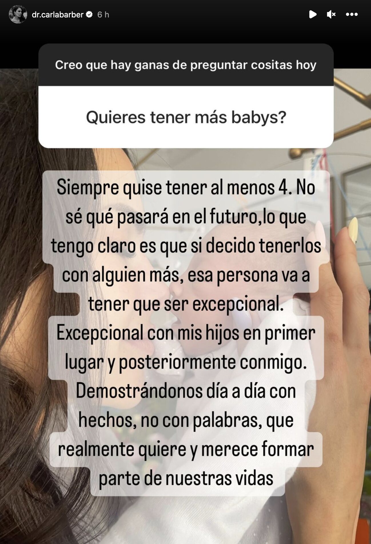 Carla Barber confiesa que quiere tener más hijos/ Foto: Instagram