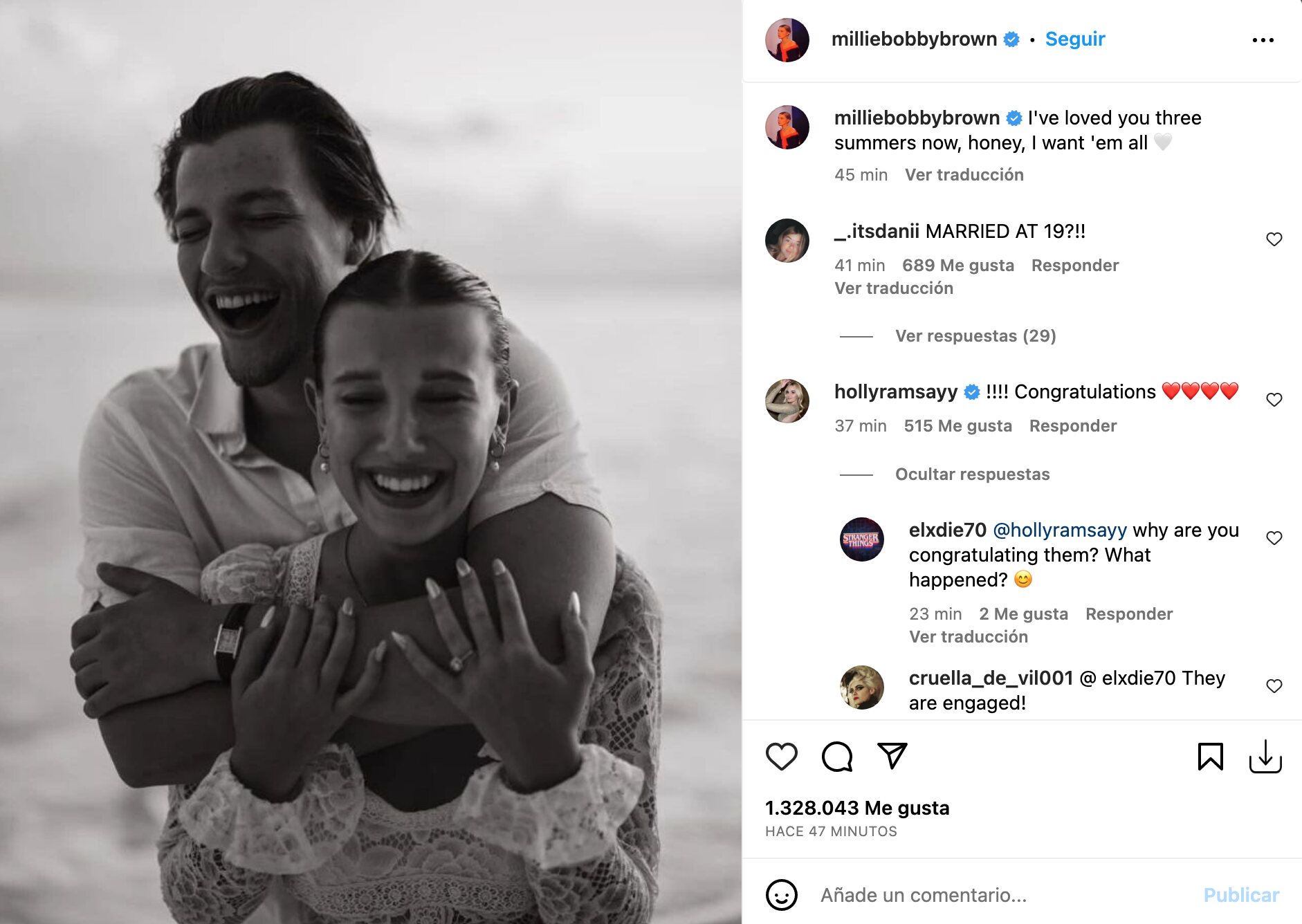 Millie Bobby Brown y Jake Bongiovi anuncia su compromiso | Foto: Instagram