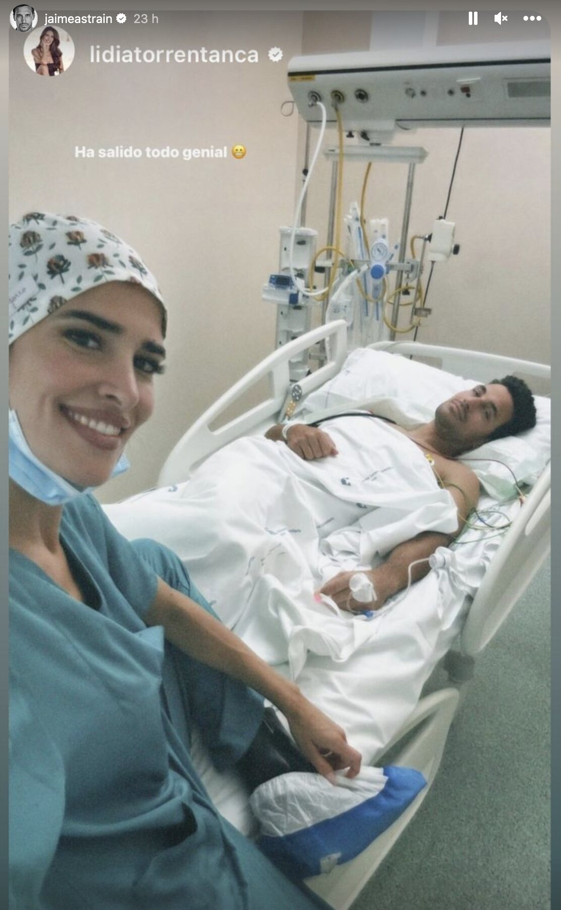 Jaime Astrain con Lidia Torrent tras salir del quirófano/ Foto: Instagram