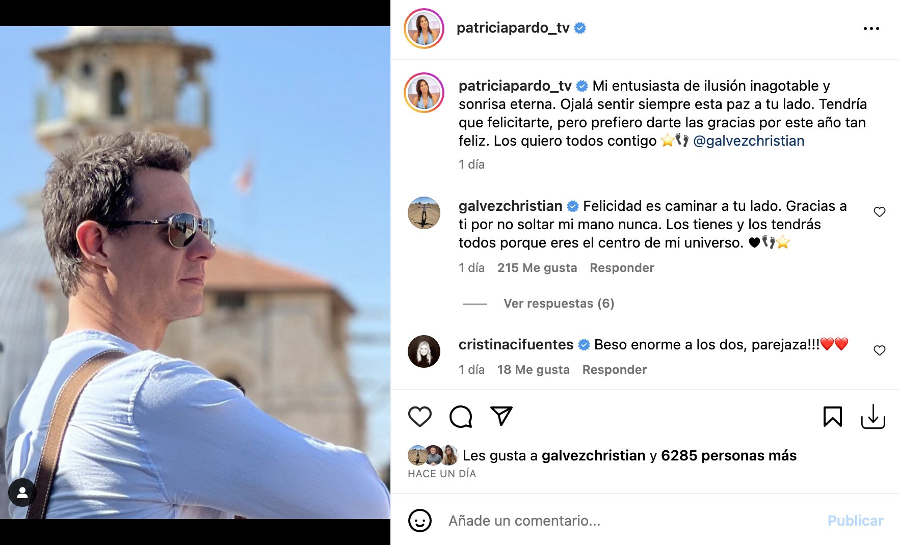 La romántica felicitación de Patricia Pardo a Christian Gálvez por su cumpleaños | Foto: Instagram