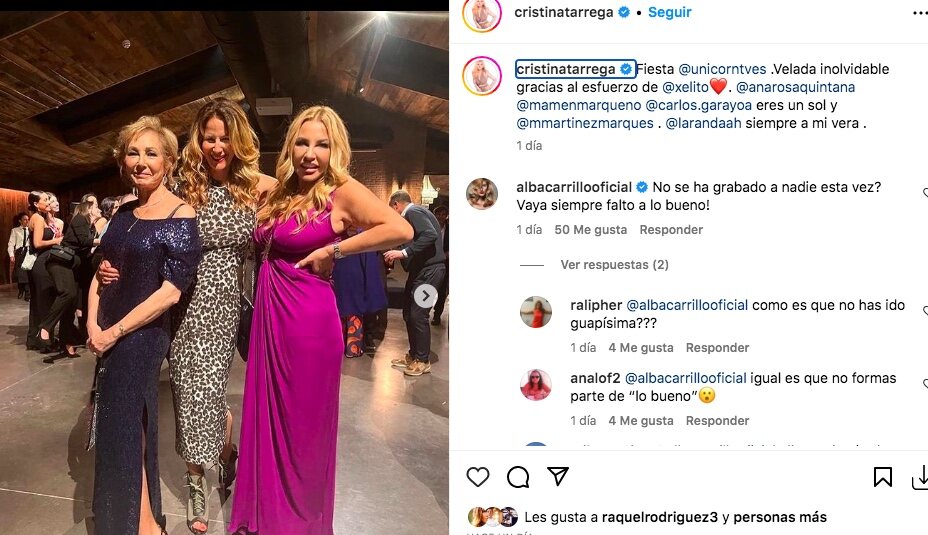 El comentario de Alba Carrillo en Instagram