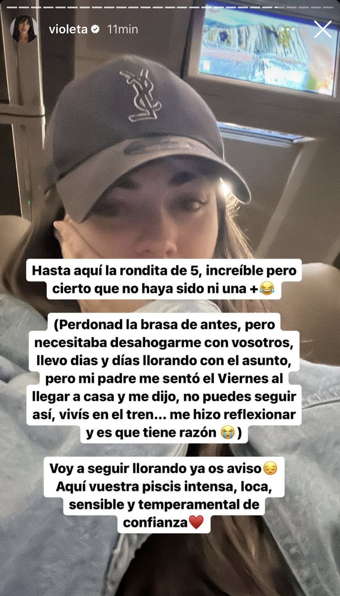 Violeta Mangriñán cuenta su realidad/ Foto: Instagram