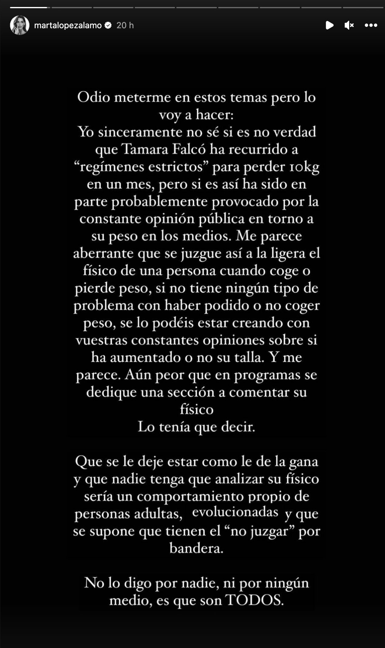 La defensa de Marta López Álamo a Tamara Falcó por las críticas a su físico | Foto: Instagram