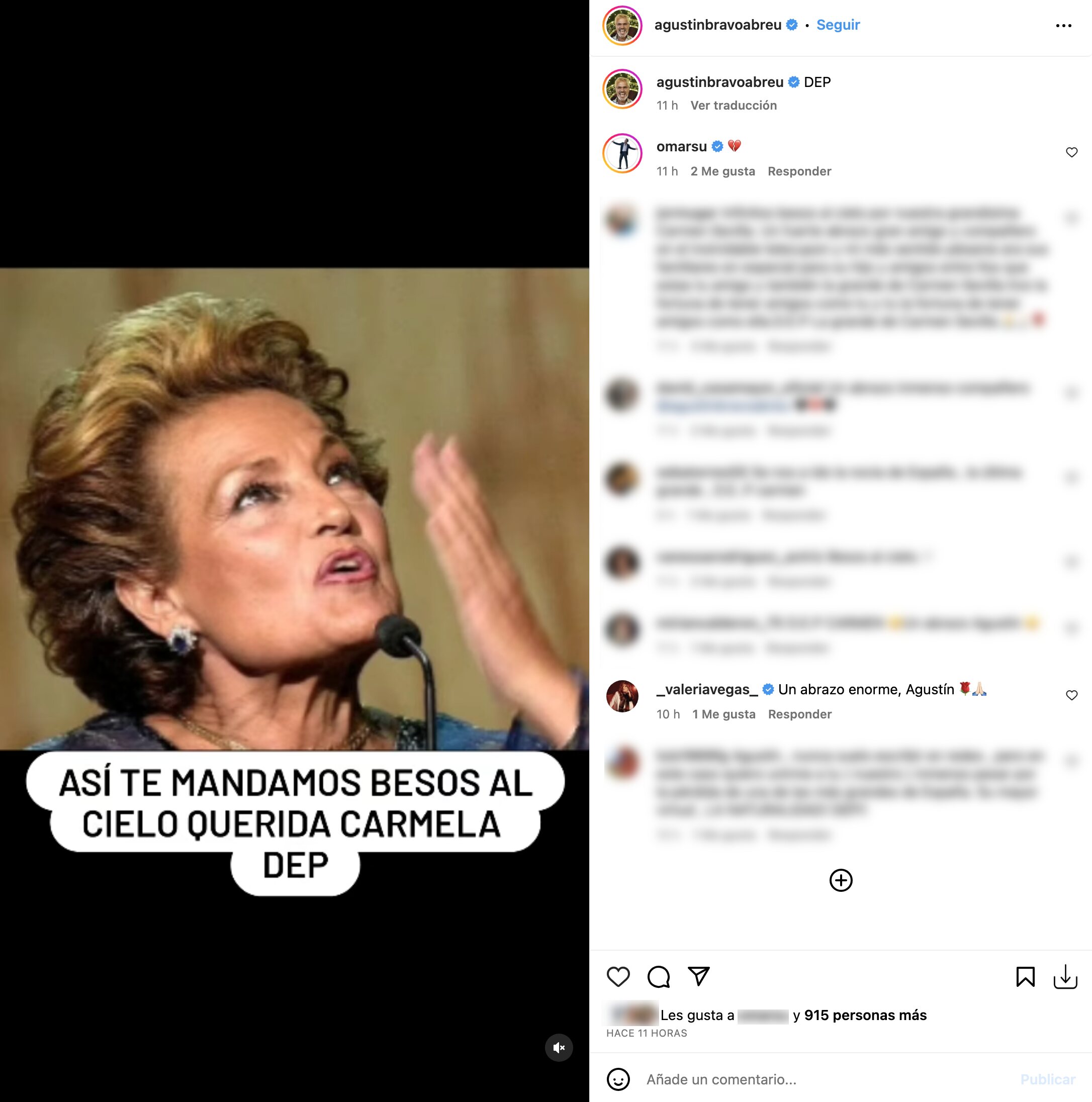 Agustín Bravo, destrozado por la muerte de Carmen Sevilla | Foto: Instagram