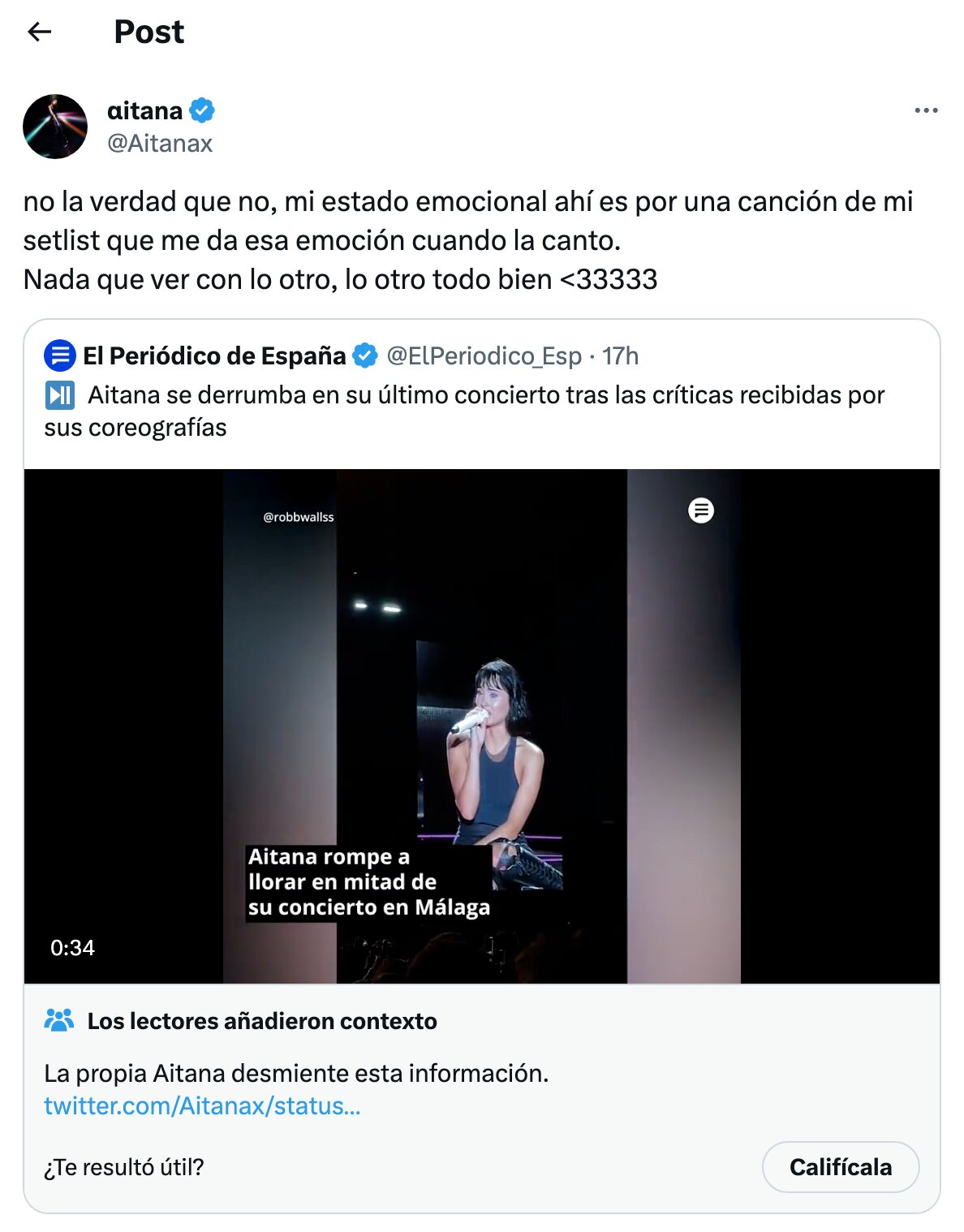 Aitana aclara la realidad detrás del vídeo viral | Foto: X