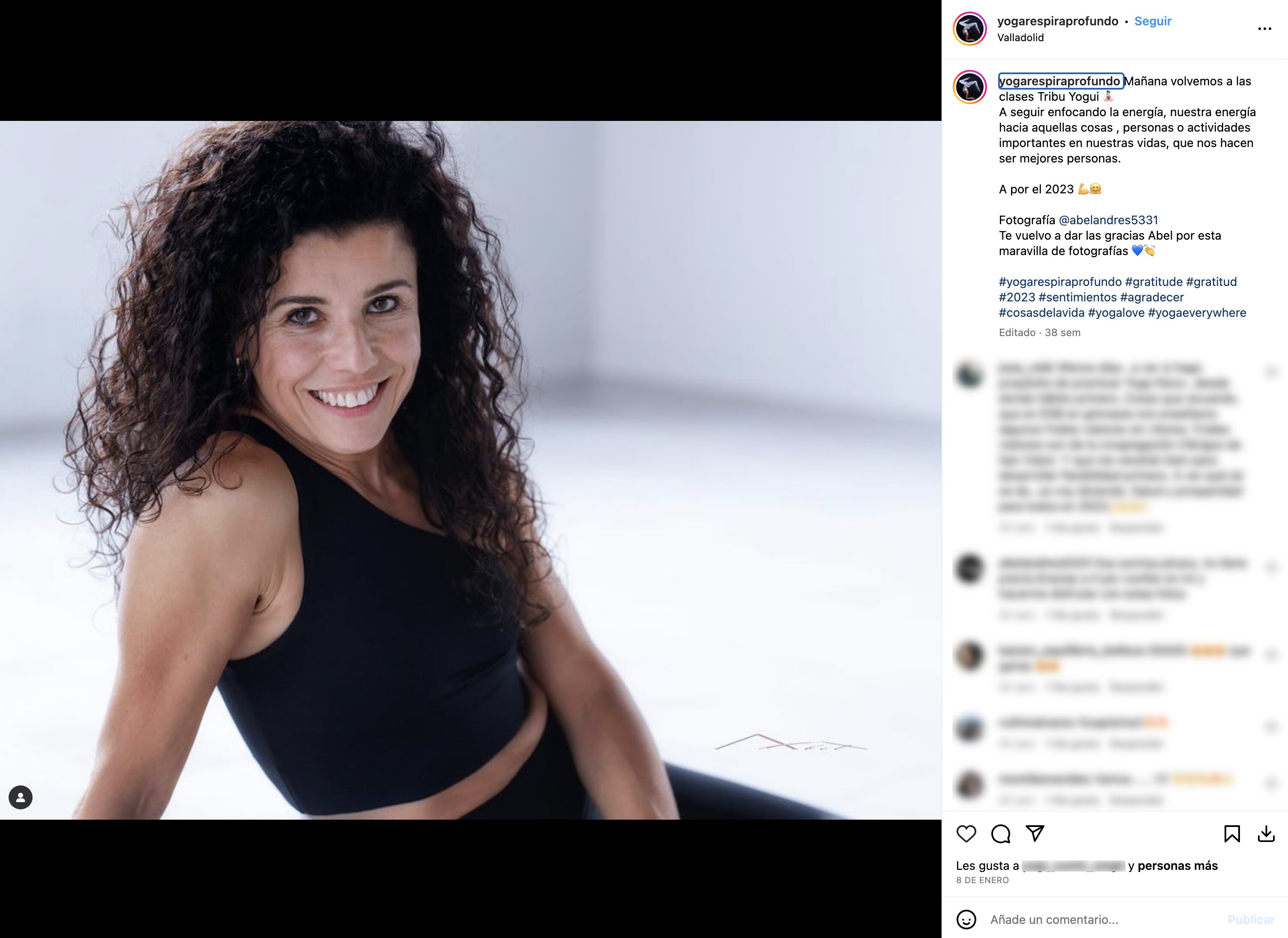 Nuria Gutiérrez de Cos tiene un centro de yoga en Valladolid | Foto: Instagram