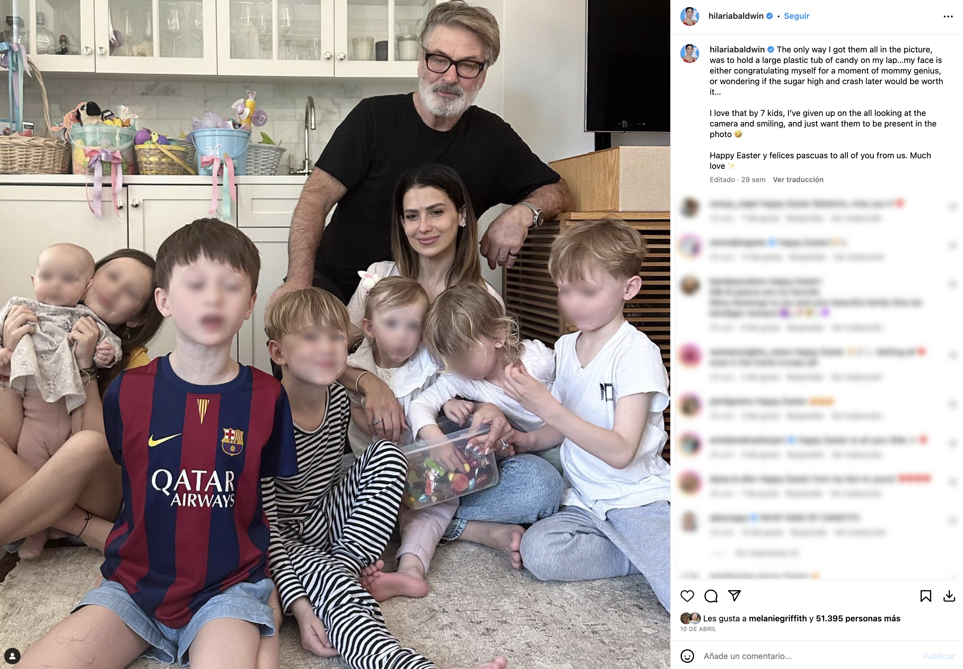 Alec e Hilaria Baldwin tuvieron siete hijos en 9 años | Foto: Instagram