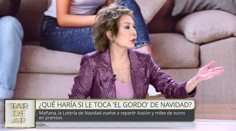 Ana Rosa Quintana habla de la lotería en 'TardeAR'/ Foto: telecinco.es