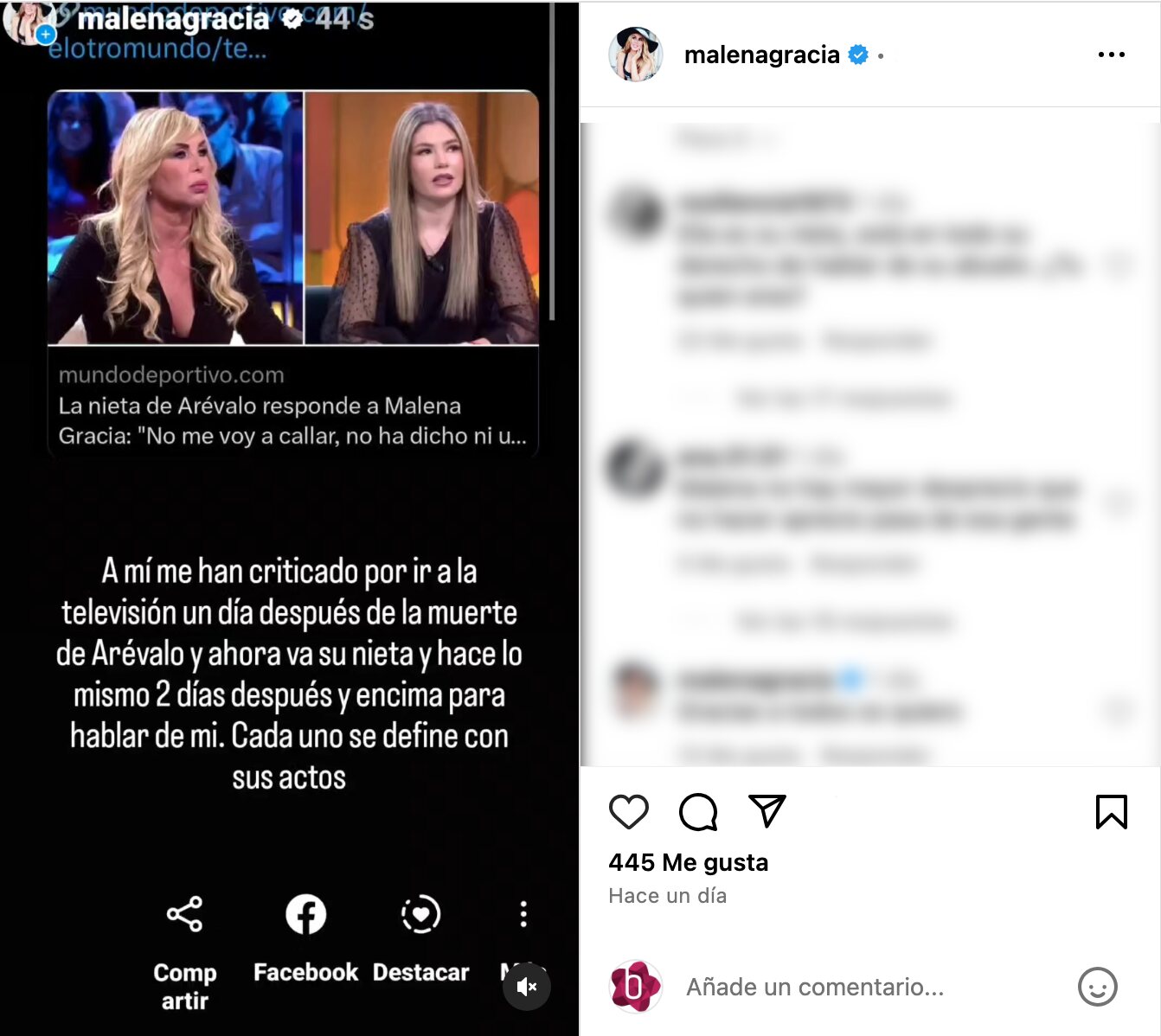 Malena Gracia, tajante con la nieta de Arévalo | Foto: Instagram