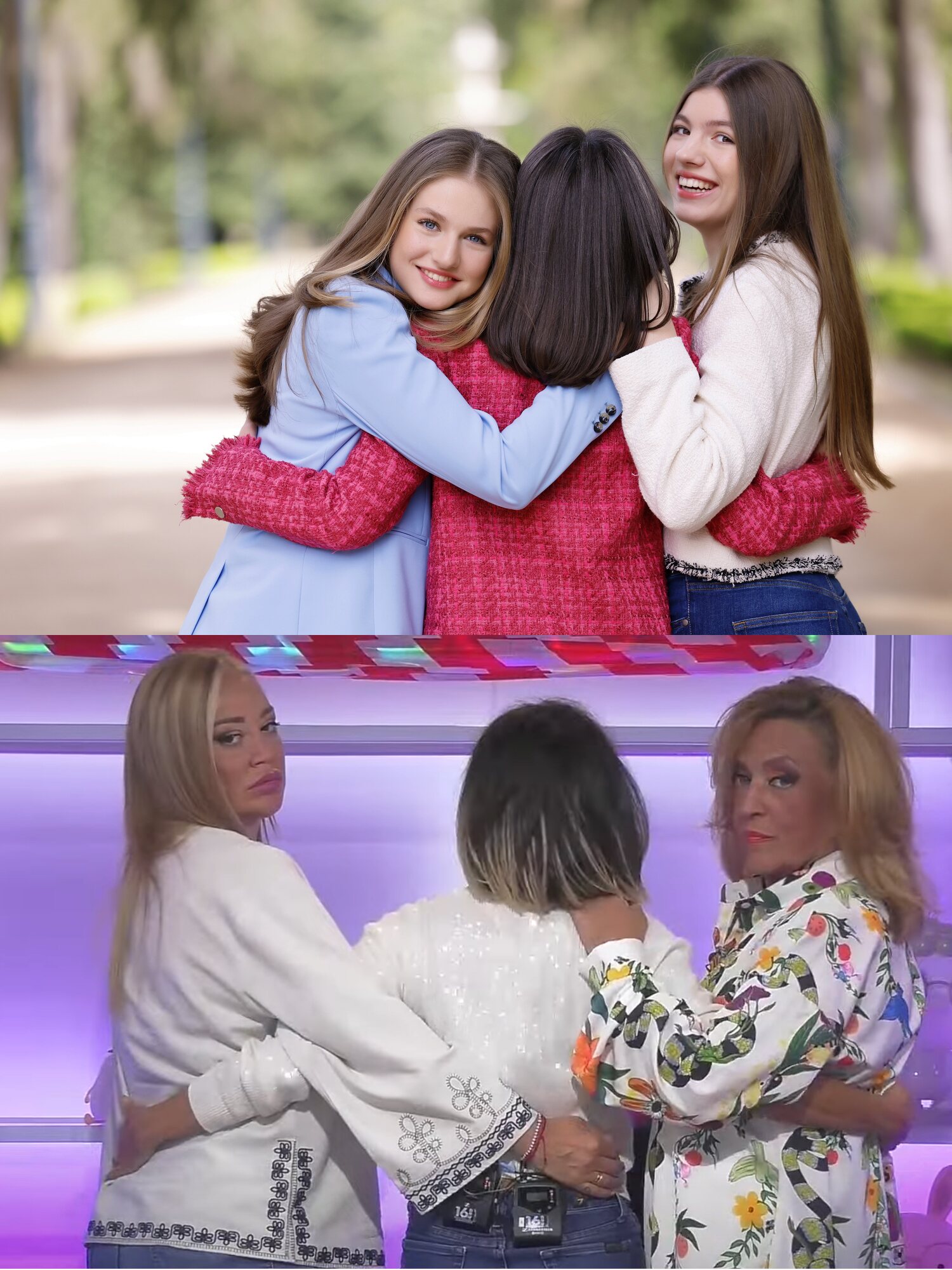 María Patiño, Belén Esteban y Lydia Lozano recrean la foto de la Reina y la Princesa Leonor y la Infanta Sofía | Fotos: Gtres / Quickie