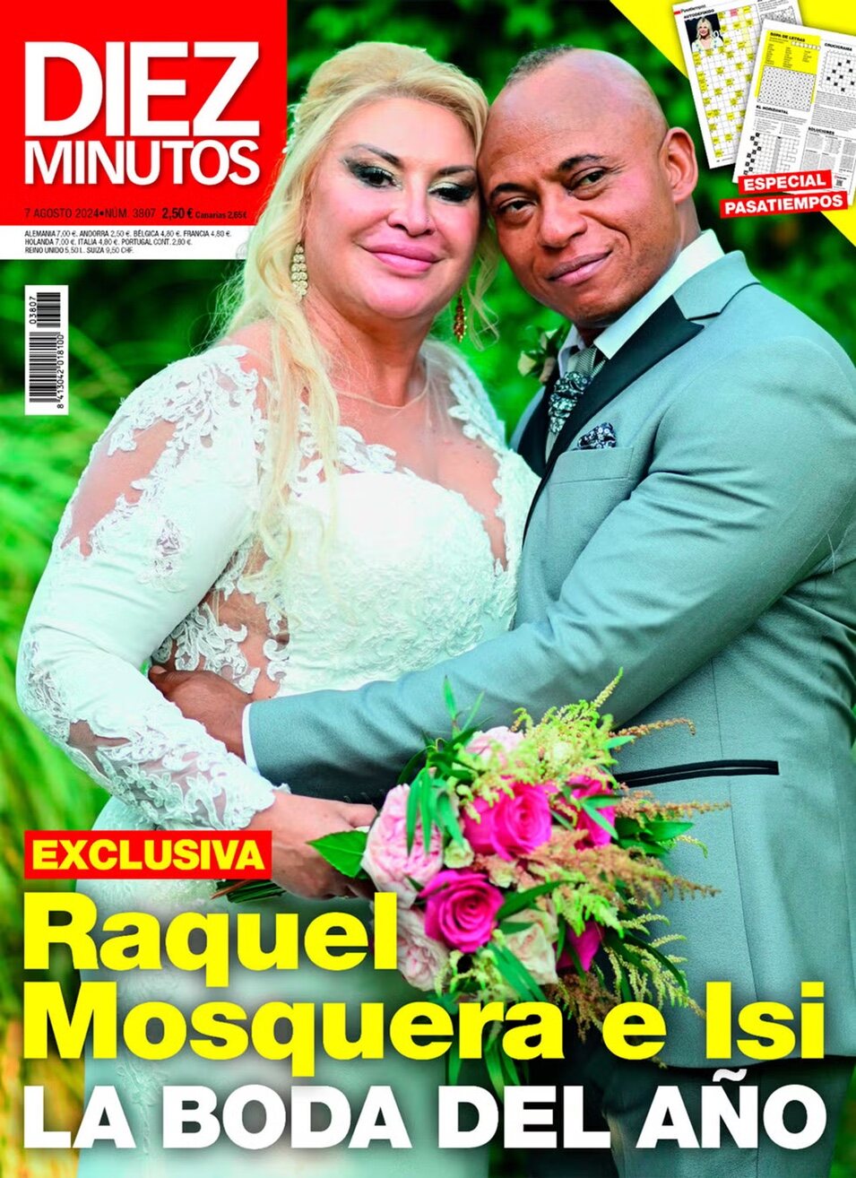 Raquel Mosquera e Isi en su boda en la portada de Diez Minutos