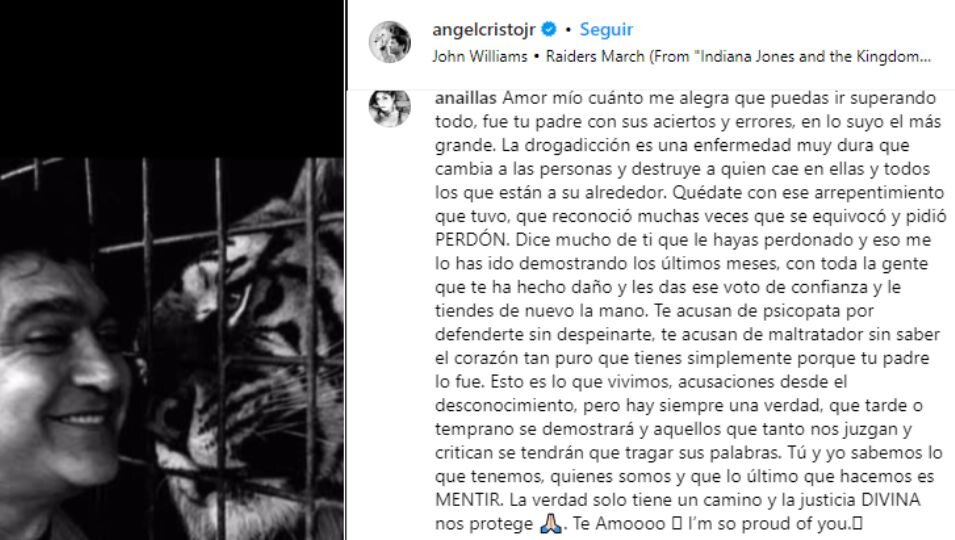 El texto que ha compartido Ana Herminia en la publicación de Ángel Cristo | Instagram