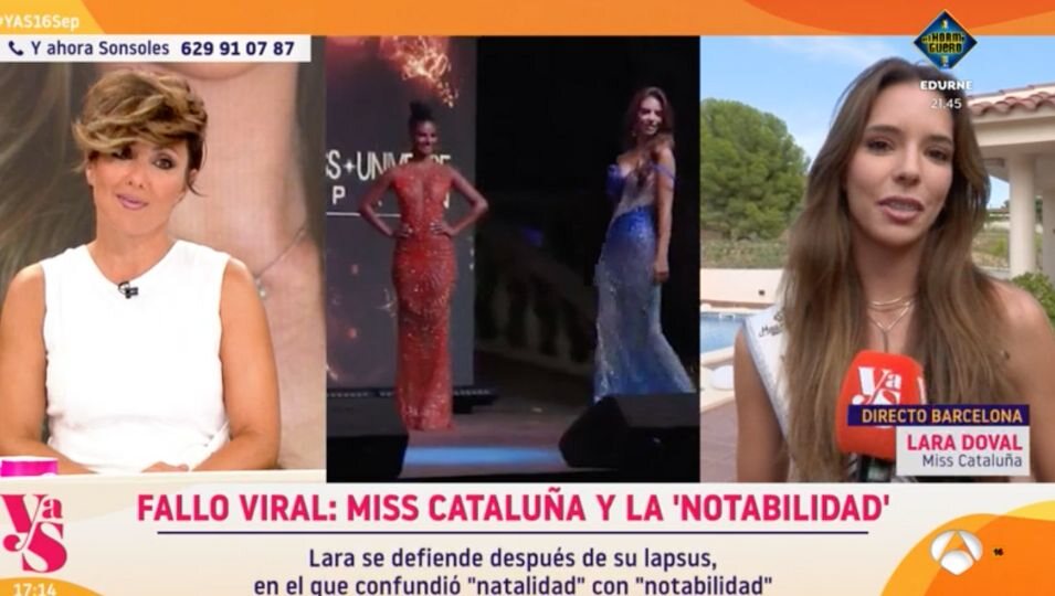 Miss Cataluña explica su error en 'Y ahora Sonsoles'| Foto: Antena 3