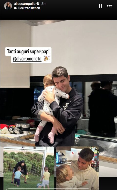 La felicitación de Alice Campello a Álvaro Morata/ Foto: Instagram