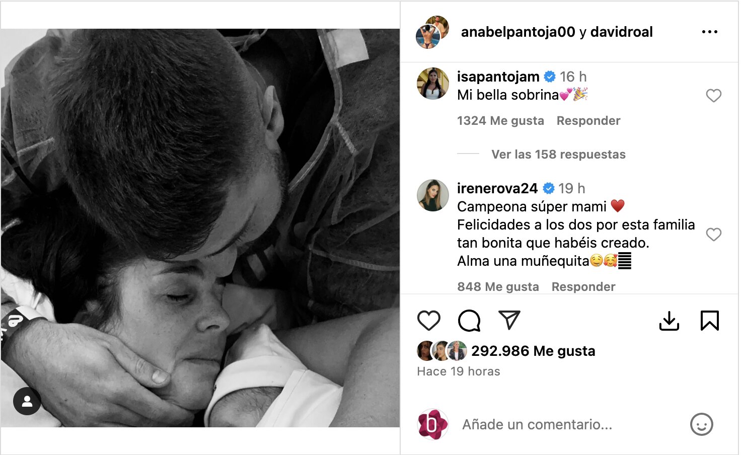 La felicitación de Isa Pantoja e Irene Rosales a Anabel Pantoja | Foto: Instagram