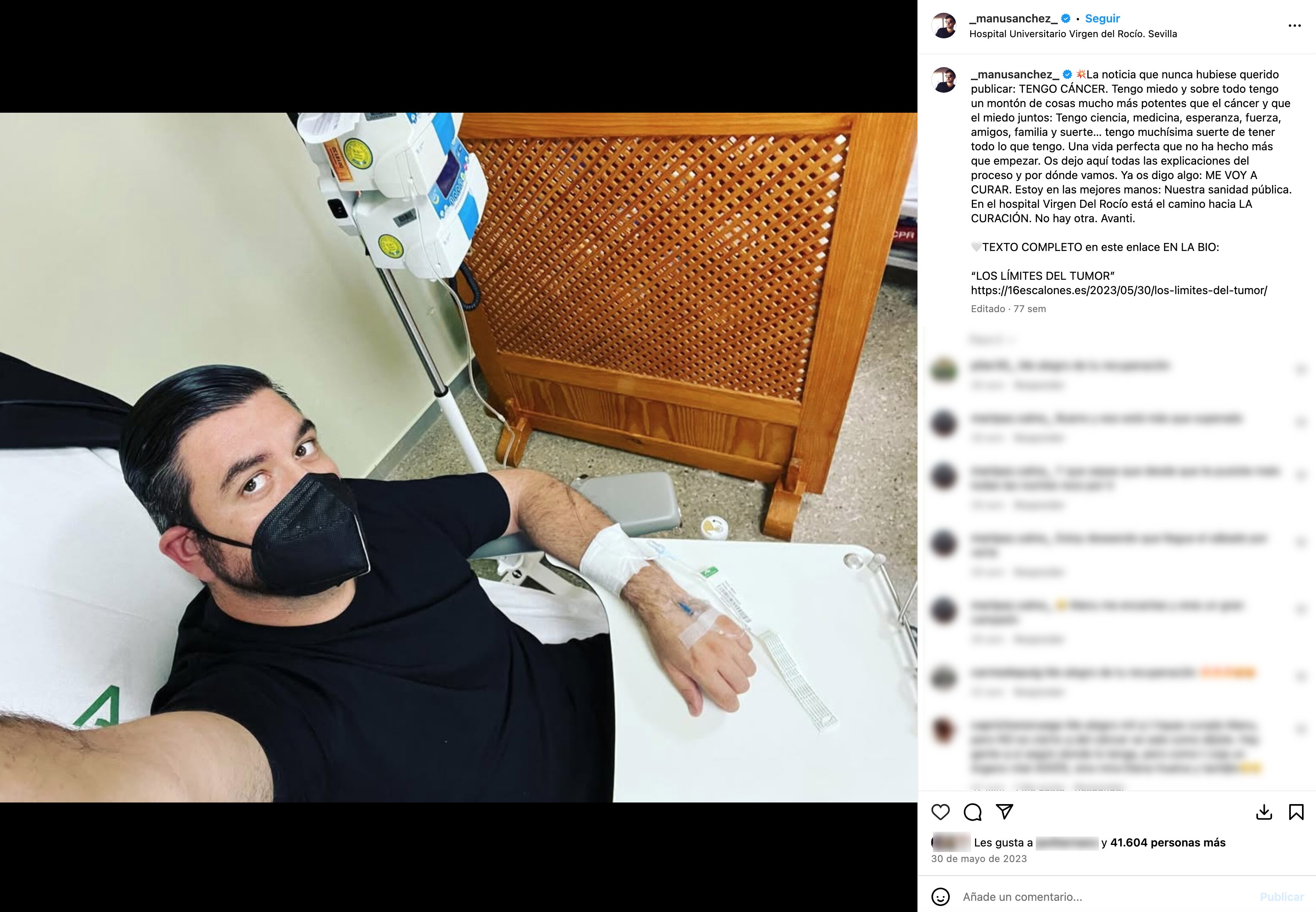 Manu Sánchez recibió el diagnóstico de cáncer en abril de 2023 | Foto: Instagram