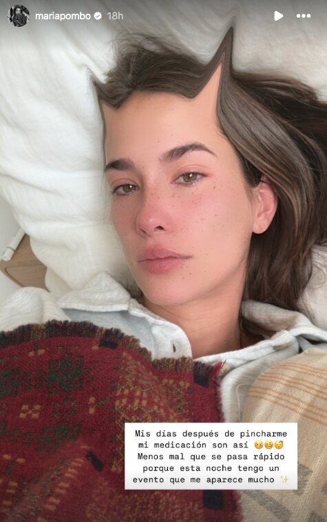 María Pombo en la cama antes de ir al evento de Ghd/ Foto: Instagram