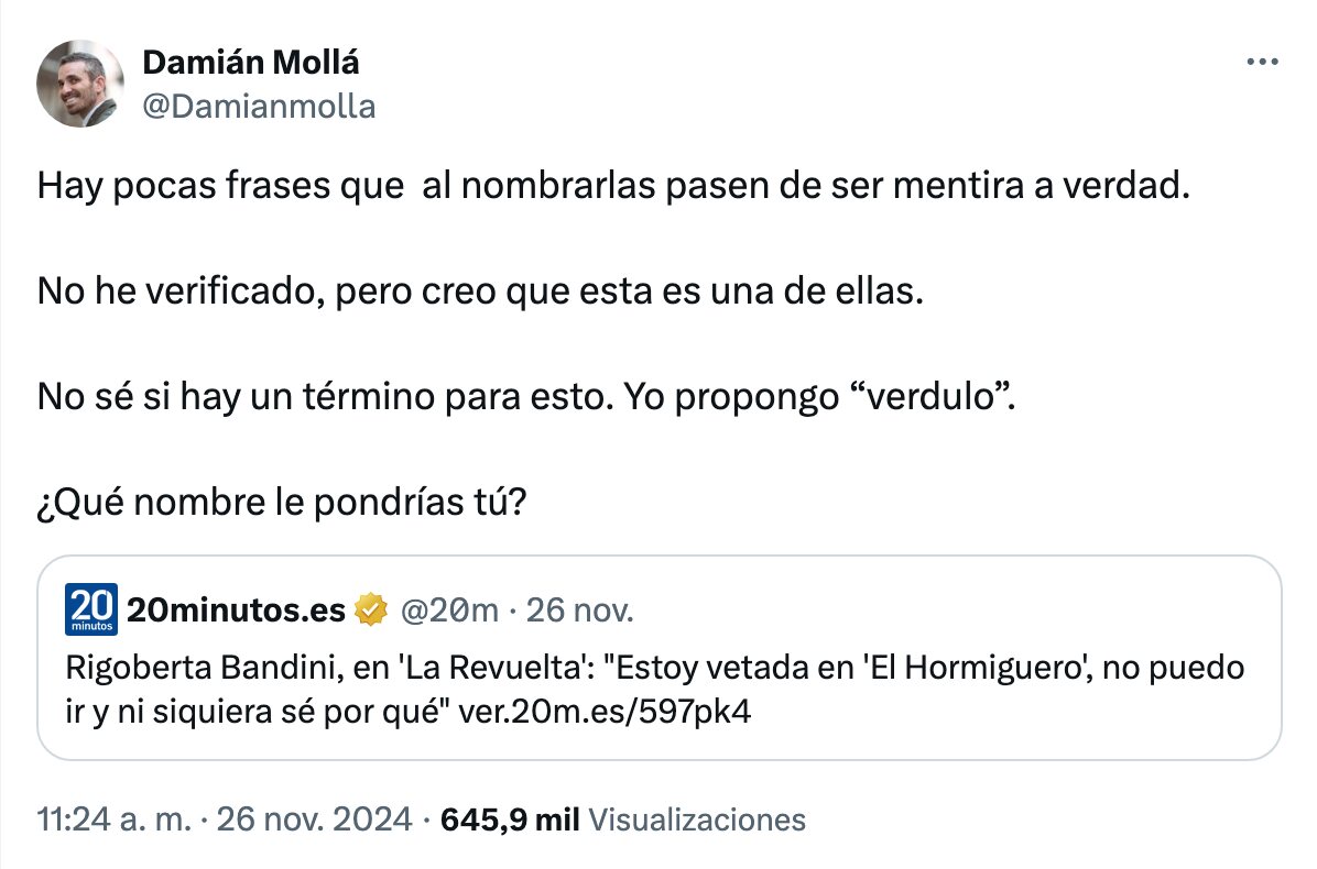 Damián Mollá (Barrancas) habla sobre el 'veto' de Rigoberta Bandini en 'El Hormiguero' | Foto: X/Twitter