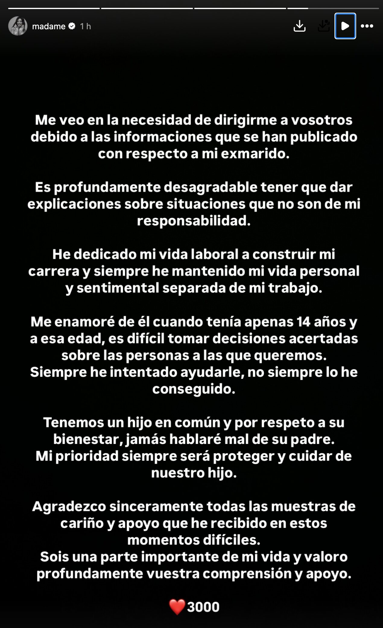 Madame de Rosa se pronuncia sobre la detención de su exmarido | Foto: Instagram