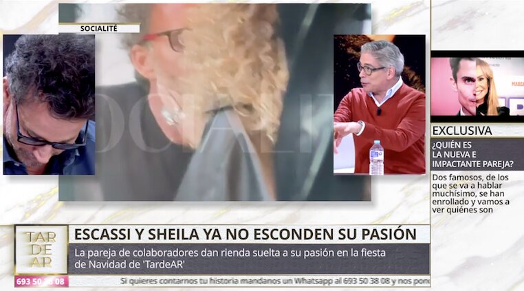 Escassi reacciona en directo a las imágenes de su beso con Sheila Casas/ Foto: telecinco.es