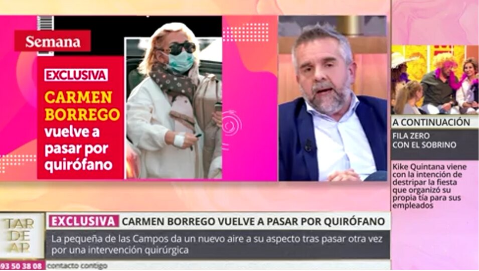 Jorge Borrajo habla sobre la operación estética de Carmen Borrego l Fuente: Telecinco